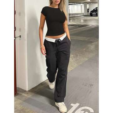 Stylish REORIA Women's Boatneck Cap Sleeve Crop Top