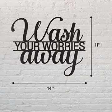 Vivegate Wash Your Worries Away Sign Metal Wall Decor - 14"X11" Black Modern Beautiful Wash Your Worries Away Farmhouse Metal Wall Signs for Hanging Any Bathroom Wall Plaques Decor