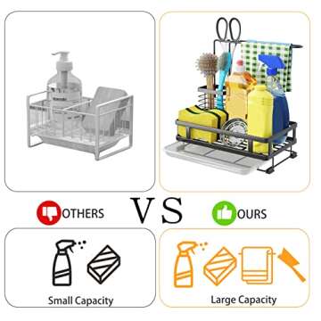 Godboat Kitchen Sink Organizer - Sponge Holder for Kitchen Sink, Non-Slip Kitchen Caddy Sink Organizer, 304 Stainless Steel, Kitchen Gadgets for RV & Camping, Gifts for Women, Mom, Mothers Day