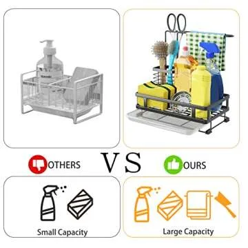 Godboat Kitchen Sink Organizer - Sponge Holder for Kitchen Sink, Non-Slip Kitchen Caddy Sink Organizer, 304 Stainless Steel, Kitchen Gadgets for RV & Camping, Gifts for Women, Mom, Mothers Day