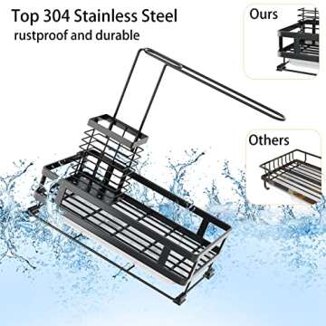 Godboat Kitchen Sink Organizer - Sponge Holder for Kitchen Sink, Non-Slip Kitchen Caddy Sink Organizer, 304 Stainless Steel, Kitchen Gadgets for RV & Camping, Gifts for Women, Mom, Mothers Day