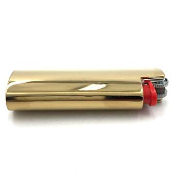 Lucklybestseller Metal Lighter Case Cover Holder Gold Color for BIC Mini Size Lighter J5