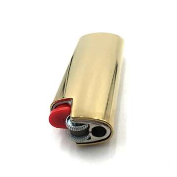 Lucklybestseller Metal Lighter Case Cover Holder Gold Color for BIC Mini Size Lighter J5