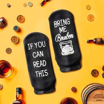 HAPPYPOP Bourbon Gifts for Men Women, Funny Bourbon Crazy Whiskey Socks for Men, Drinking Gifts Stocking Stuffers for Bourbon Lovers
