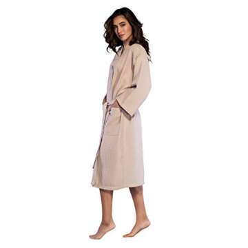 Turquaz Lightweight Long Waffle Kimono Spa Robe for Women