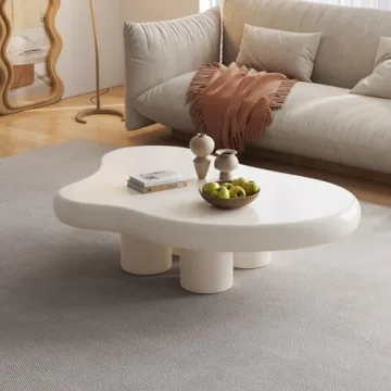 QEZEOM Modern Low Coffee Table – Irregular Cloud Design for Small Spaces