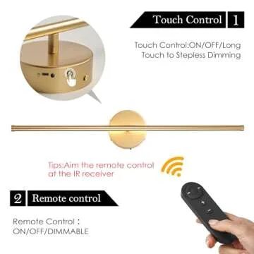 KARTOOSH Battery Operated Wall Sconces with Remote Control, Dimmable Wall Sconces Set of Two, 350°Rotate, 3000K LED Gold Wireless Wall Light for Living Room, Bedroom, Hallway, 28.3 Inch (2 Pack)