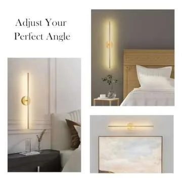 KARTOOSH Battery Operated Wall Sconces with Remote Control, Dimmable Wall Sconces Set of Two, 350°Rotate, 3000K LED Gold Wireless Wall Light for Living Room, Bedroom, Hallway, 28.3 Inch (2 Pack)