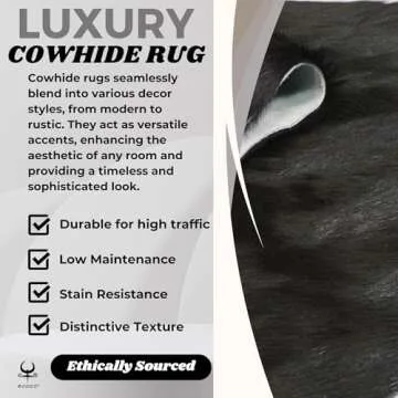 Genuine Cowhide Rug - Rustic 6x7 ft Leather Cow Carpet