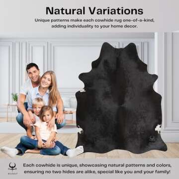 Genuine Cowhide Rug - Rustic 6x7 ft Leather Cow Carpet