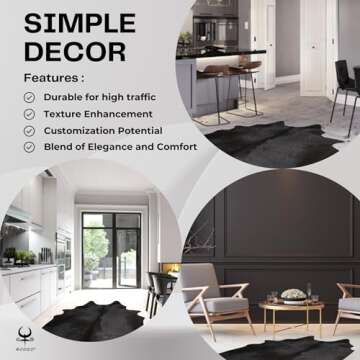 Genuine Cowhide Rug - Rustic 6x7 ft Leather Cow Carpet