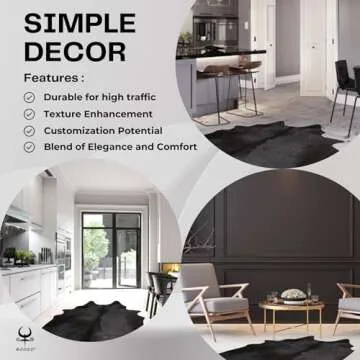 Genuine Cowhide Rug - Rustic 6x7 ft Leather Cow Carpet