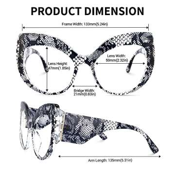 VOOGLAM Oversize Cat Eye Blue Light Blocking Glasses For Women Fashion Glasses Anti UV Eyestrain Eye...