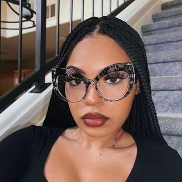 VOOGLAM Oversize Cat Eye Blue Light Blocking Glasses For Women Fashion Glasses Anti UV Eyestrain Eyewear Black