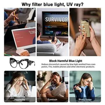 VOOGLAM Stylish Cat Eye Blue Light Blocking Glasses for Women
