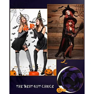 CENAST Stylish Long Fingerless Gloves & Knee High Socks Set