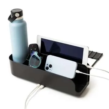 Squirrel - Bedside Charging Caddy for Phones & Tablets - Dorm Room Storage Made with Recycled Plastic (Black)