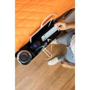 Squirrel - Bedside Charging Caddy for Phones & Tablets - Dorm Room Storage Made with Recycled Plastic (Black)