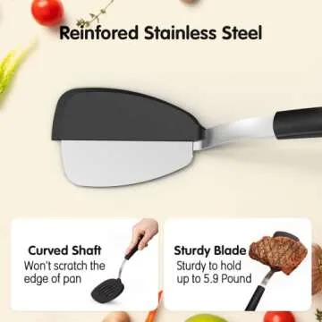 GEEKHOM Heat-Resistant Silicone Spatula Set for Cooking