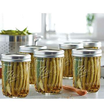 Wide Mouth Mason Jars 16 oz - (6 Pack) - Ball Wide Mouth Pint 16-Ounces Mason Jars With Airtight lids and Bands - For Canning, Fermenting, Pickling, Freezing, Storage + M.E.M Rubber Jar Opener