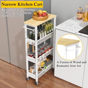 OKZEST Slim Storage Cart for Laundry and Kitchen Spaces