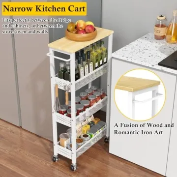 OKZEST Slim Storage Cart for Laundry and Kitchen Spaces