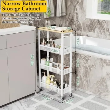 OKZEST Slim Storage Cart for Laundry and Kitchen Spaces