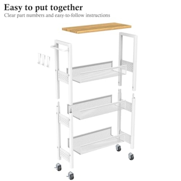 OKZEST Slim Storage Cart for Laundry and Kitchen Spaces