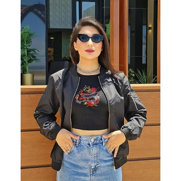 Zeagoo Women's Lightweight Classic Bomber Jacket