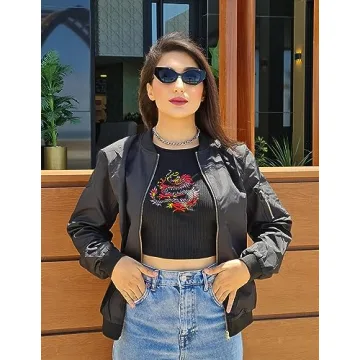 Zeagoo Women's Lightweight Classic Bomber Jacket