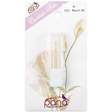 PANA 3/32" Cuticle Clean Nail Carbide Bit for Professional, Nail Salon, Nail Trimmer, Under Nail Cleaner, Electric Drill Machine, Manicure Tools (Gold-Round, Medium)