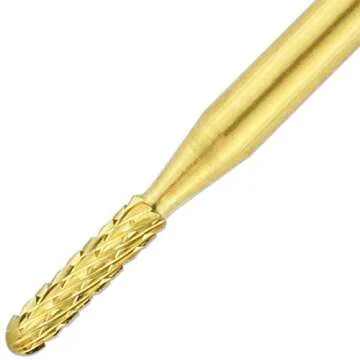 PANA 3/32" Cuticle Clean Nail Carbide Bit for Professional, Nail Salon, Nail Trimmer, Under Nail Cleaner, Electric Drill Machine, Manicure Tools (Gold-Round, Medium)