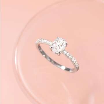 Stunning TIGRADE 1.5CT Bridal Ring Set - Oval Cut Cubic Zirconia Band for Women