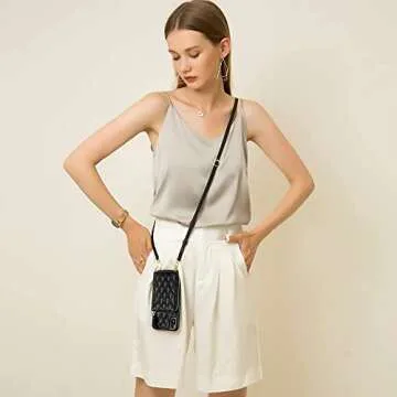 LAMEEKU Wallet Case Compatible with iPhone XR, Leather Wallet Case for iPhone XR Card Holder Case with Crossbody Lanyard Handbag Case for Women Absorbing Bumper Case for iPhone XR, 6.1''-Black