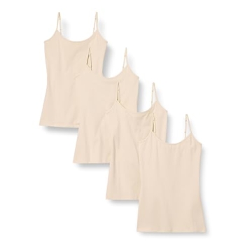 Amazon Essentials Women's Slim-Fit Camisole 4-Pack in Beige, X-Small