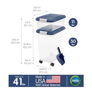 IRIS USA Airtight Dog Food Storage Container Combo 30 lbs