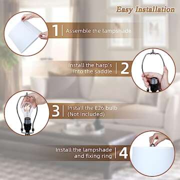 VerRon Bedside Table Lamps, Minimalist Resin Desk Lamp with White Fabric Shade for Nightstand, Modern End Table Lamps with Rotary Switch for Living Room, Farmhouse Side Lamps for bedroom Reading Hotel