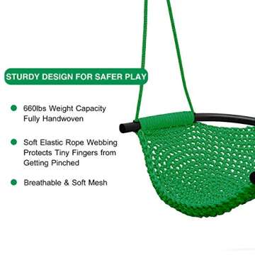 RedSwing Kids Swing seat with Adjustable Ropes, Hand-Knitting Child Swing Seat Great for Tree, Outdo...