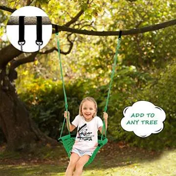 RedSwing Kids Swing seat with Adjustable Ropes, Hand-Knitting Child Swing Seat Great for Tree, Outdoor Indoor, Playground, Backyard, Green