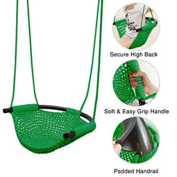 RedSwing Kids Swing seat with Adjustable Ropes, Hand-Knitting Child Swing Seat Great for Tree, Outdoor Indoor, Playground, Backyard, Green