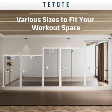 TETOTE Home Gym Mirror 72 x 36 Workout Mirror Large Full Body Mirror for Yoga, Fitness, Dance, Exercise, Wall Mounted Frameless Mirror for Dance Studio, Bedroom, Oversized Activity Mirror, 1 PC