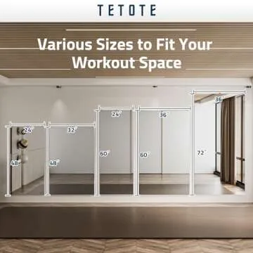 TETOTE Home Gym Mirror 72 x 36 Workout Mirror Large Full Body Mirror for Yoga, Fitness, Dance, Exercise, Wall Mounted Frameless Mirror for Dance Studio, Bedroom, Oversized Activity Mirror, 1 PC