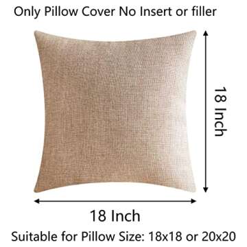 Demetex Beige Linen Pillow Covers for Couch & Bedroom