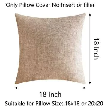 Demetex Beige Linen Pillow Covers for Couch & Bedroom