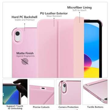 MoKo iPad Case for 11th/10th Gen - Floral Pink Smart Cover