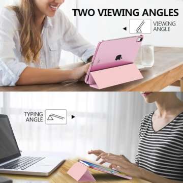 MoKo iPad Case for 11th/10th Gen - Floral Pink Smart Cover