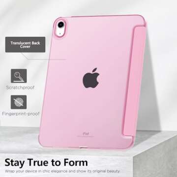 MoKo iPad Case for 11th/10th Gen - Floral Pink Smart Cover