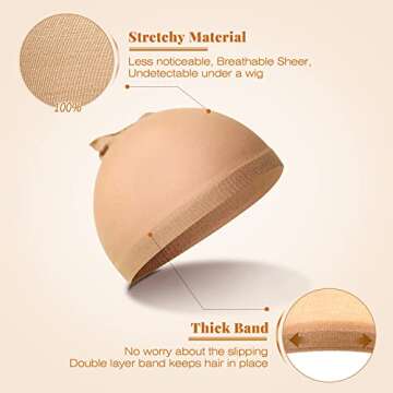 IKOCO Wig Caps, 6Pcs Stretchy Nylon Wig Caps for Women Lace Front, Light Brown