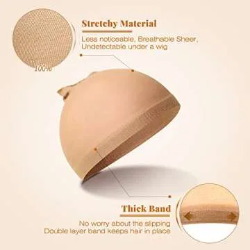 IKOCO Wig Caps, 6Pcs Stretchy Nylon Wig Caps for Women Lace Front, Light Brown