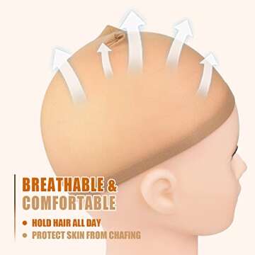 IKOCO Wig Caps, 6Pcs Stretchy Nylon Wig Caps for Women Lace Front, Light Brown